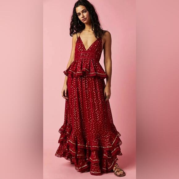 Rococo Sand red gold emi maxi dress - Picture 1 of 6